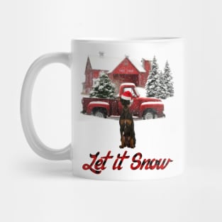 Border Collie Let It Snow Tree Farm Red Truck Christmas Mug